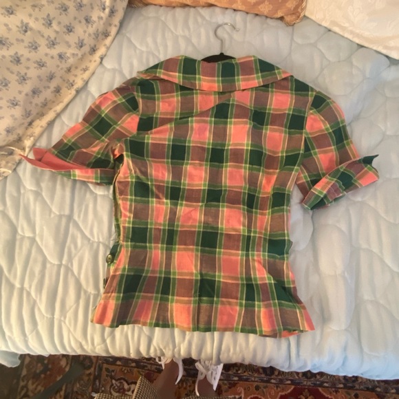 Vintage 1950s plaid blouse size xs - Picture 2 of 2